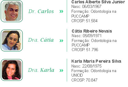 Dr Carlos Alberto Silva Dra Catia Ribeiro Novaes Dra Karla Maria Pereira